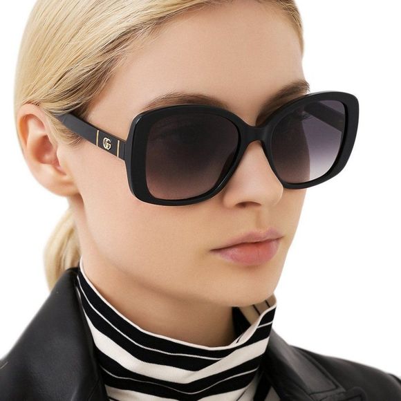 🔥 Gucci GG0762S 001 Sunglasses Black Grey Gradient Square Women - Picture 4 of 11